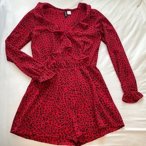 Red and Black Cheetah Romper, size 2 but fits like a small!